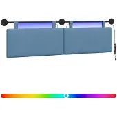 Syfax Cabecero colgante Con luz LED Azul Tela de Pana