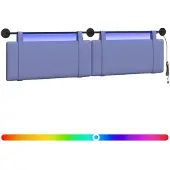 Syfax Cabecero colgante Con luz LED Azul jeans Tela