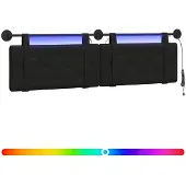 Syfax Cabecero colgante Con luz LED Negro Cuero sintético