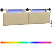 Syfax Cabecero colgante Con luz LED Verde Claro Gris Tela de Pana