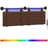 Syfax Cabecero colgante Con luz LED Marrón Cuero sintético