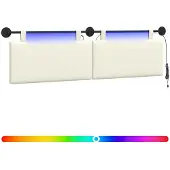 Syfax Cabecero colgante Con luz LED Crema Tela de Pana