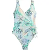 Next Bañador moldeador azul claro / azul oscuro / jade / melocotón