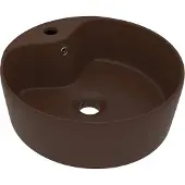 Syfax Lavabo y rebosadero cerámica marrón oscuro mate 36x13 cm