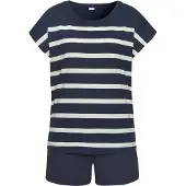 s.Oliver Pijama de pantalón corto azul oscuro / offwhite
