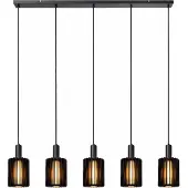 Lucide Lámpara colgante Lambres, negra, longitud 164 cm, cristal/metal, 5 luces.