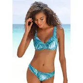 LASCANA Top de bikini deportivo petróleo / blanco