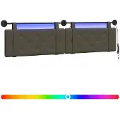 Syfax Cabecero colgante Con luz LED Gris Cuero sintético