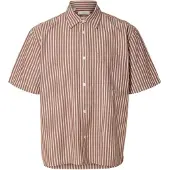 Selected Camisa 'SLHRLXSTUART' marrón / brocado / blanco