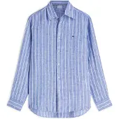 Tommy Hilfiger Camisa 'Regular Fit Textured Stripe Pure' azul / blanco