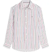 Tommy Hilfiger Camisa 'Regular Fit Textured Stripe Pure' ópalo / rojo cereza / blanco