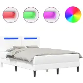 Syfax Estructura de cama Blanco 140 x 190 cm Cuero sintético