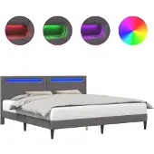 Syfax Estructura de cama Gris 180 x 200 cm Cuero sintético