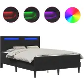 Syfax Estructura de cama Negro 140 x 200 cm Cuero sintético
