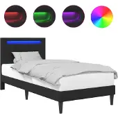 Syfax Estructura de cama Negro 80 x 200 cm Cuero sintético