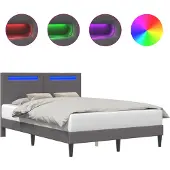 Syfax Estructura de cama Gris 140 x 190 cm Cuero sintético