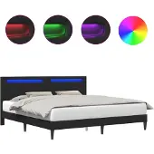 Syfax Estructura de cama Negro 180 x 200 cm Cuero sintético