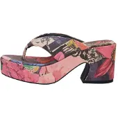 Desigual , Sandalia plataforma estampada, Algodon, Rojo, 37