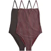 The Set Traje de baño marrón / rojo vino / negro / blanco