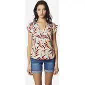 KOROSHI Blusa ecru / aqua / rojo / rojo claro