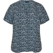 Zizzi Blusa 'Caanni' navy / azul oscuro / pueblo / blanco