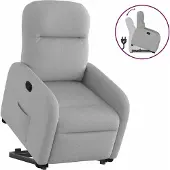 Syfax Sillón reclinable elevable de tela gris nube