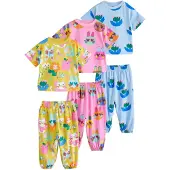 Next Pijama azul claro / amarillo oscuro / naranja / rosa claro
