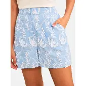 Love & roses Pantalón plisado azul claro / blanco