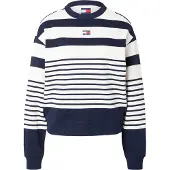 Tommy Hilfiger Sudadera 'Tommy Badge Stripe Relaxed' marino / blanco