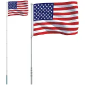 Syfax Mástil y bandera de Estados Unidos aluminio 5,5 m