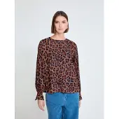 Lola Casademunt Blusa marrón rojizo / brocado / azul violaceo / negro