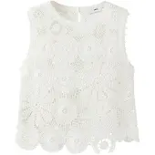 Mango Top de punto 'Garden' offwhite