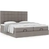 Syfax Estructura de cama otomana colchones tela gris pardo 180x200 cm