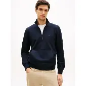 Tommy Hilfiger Sudadera 'Flag Embroidery Quarter-zip' navy