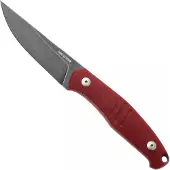 GiantMouse GMF2-P-R, Blackwashed N690, Red G10, Black Leather Sheath, cuchillo fijo