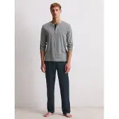 Marc O'Polo Pijama largo 'Mix N Match' azul oscuro / gris moteado