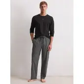 Marc O'Polo Pijama largo 'Mix N Match' gris / negro