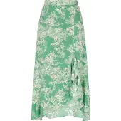 Usha Falda verde / blanco lana