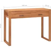 vidaXL Escritorio con 2 cajones, 100x40x75 cm, madera de teca