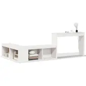 Syfax Mueble con escritorio madera maciza pino blanco 232x112x75 cm