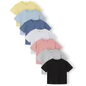 MINOTI Camiseta azul moteado / amarillo pastel / gris moteado / altrosa / negro / blanco