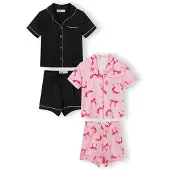 MINOTI Pijama rosa / rosa / negro / blanco