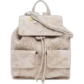 Desigual , Mochila pequeña bordados, Poliuretano, Blanco, U