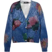 Desigual , Jersey cárdigan flores, Algodon, Azul, S