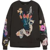 Desigual , Sudadera collage dibujo, Algodon, Negro, XS