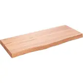 Syfax Encimera baño madera maciza tratada marrón claro 100x40x(2-6)cm