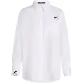 Karl Lagerfeld Blusa 'Ikon Choupette' negro / blanco