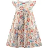 Happy girls Vestido crema / aqua / albaricique / coral