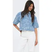 ONLY Blusa 'ONLCleo-Aude' azul denim / blanco