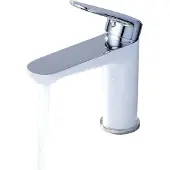 OEM Grifo monomando blanco con detalles cromados para lavabo